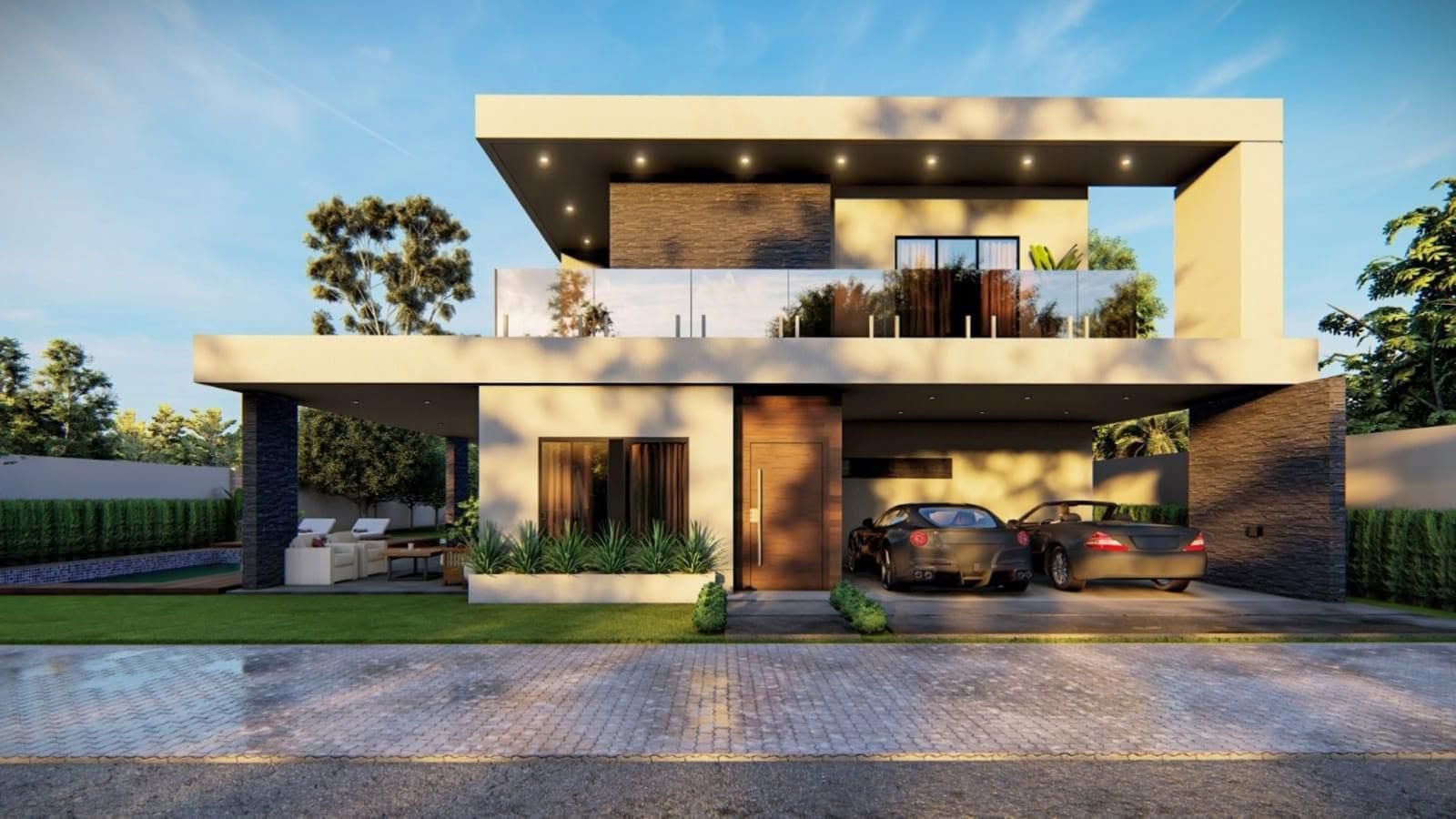 Vivienda de dos plantas con piscina de Impactos & Cía. en Paraguay